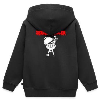 seriengriller grillen griller grill - Kinder Premium Organic Zip Hoodie - Schwarz - Hinten - AI Model Kid Male (0cm)