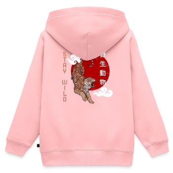 Japanischer Tiger, Brüll des Tigers - Kinder Premium Organic Zip Hoodie - Rosa - Hinten - AI Model Kid Female (0cm)