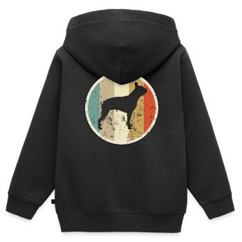 Boston Terrier - Kinder Premium Organic Zip Hoodie - Schwarz - Hinten - AI Model Kid Male (0cm)