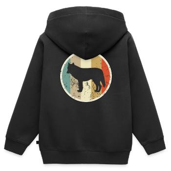 Wolf Wölfe - Kinder Premium Organic Zip Hoodie - Schwarz - Hinten - AI Model Kid Male (0cm)