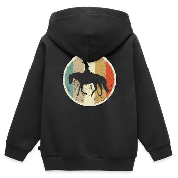 Westernreiterin Reiterin Westernreiten - Kinder Premium Organic Zip Hoodie - Schwarz - Hinten - AI Model Kid Male (0cm)
