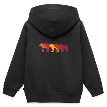 Wölfe Retro - Kinder Premium Organic Zip Hoodie - Schwarz - Hinten - AI Model Kid Male (0cm)