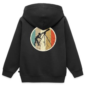 Astronom Teleskop Astronomie - Kinder Premium Organic Zip Hoodie - Schwarz - Hinten - AI Model Kid Male (0cm)