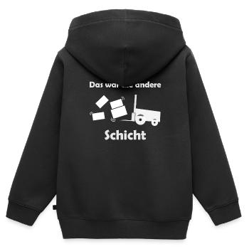 Logistiker und Schicht - Kinder Premium Organic Zip Hoodie - Schwarz - Hinten - AI Model Kid Male (0cm)