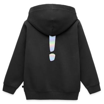 Point d’exclamation holographique - Sweat Premium à capuche zippé enfant bio - noir - Dos - AI Model Kid Male (0cm)