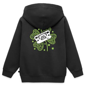 Shamrock Jeep - Kinder Premium Organic Zip Hoodie - Schwarz - Hinten - AI Model Kid Male (0cm)