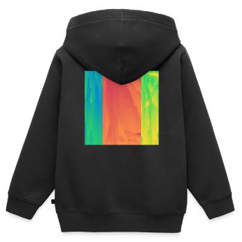Abstraktes Buntes Quadrat - Kinder Premium Organic Zip Hoodie - Schwarz - Hinten - AI Model Kid Male (0cm)
