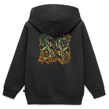 Loups Vikings - Sweat Premium à capuche zippé enfant bio - noir - Dos - AI Model Kid Male (0cm)