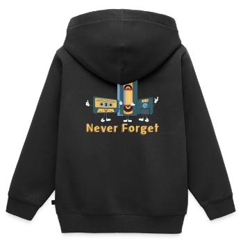 Retro Never Forget Motif - Kids Premium Organic Zip-up Hoodie - black - Back - AI Model Kid Male (0cm)
