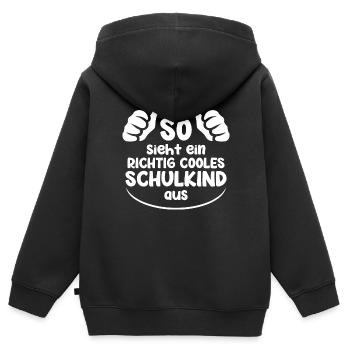 Schulkind 2026 Einschulung 2026 - Kinder Premium Organic Zip Hoodie - Schwarz - Hinten - AI Model Kid Male (0cm)