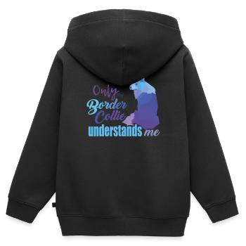 Border Collie - Kinder Premium Organic Zip Hoodie - Schwarz - Hinten - AI Model Kid Male (0cm)