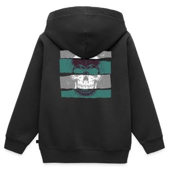Skull green paper strip dark - Kids Premium Organic Zip-up Hoodie - black - Back - AI Model Kid Male (0cm)