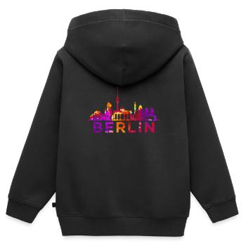 Berlin Skyline Impression Souvenir Geschenkidee - Kinder Premium Organic Zip Hoodie - Schwarz - Hinten - AI Model Kid Male (0cm)