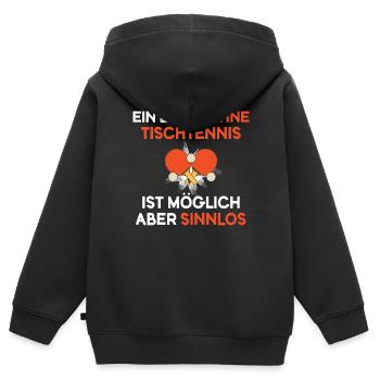 Tischtennis Pingpong Sport Tischtennisspieler - Kinder Premium Organic Zip Hoodie - Schwarz - Hinten - AI Model Kid Male (0cm)