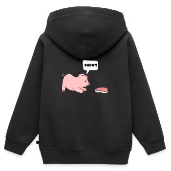 Essen Sie Schweinefleisch schwein papa geschenk - Kinder Premium Organic Zip Hoodie - Schwarz - Hinten - AI Model Kid Male (0cm)