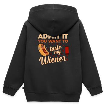 Probieren Sie Mein Weiner Ketchup geschenk - Kinder Premium Organic Zip Hoodie - Schwarz - Hinten - AI Model Kid Male (0cm)