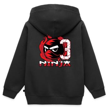 Enfants Ninja 3ème anniversaire Garçon 3 ans - Sweat Premium à capuche zippé enfant bio - noir - Dos - AI Model Kid Male (0cm)