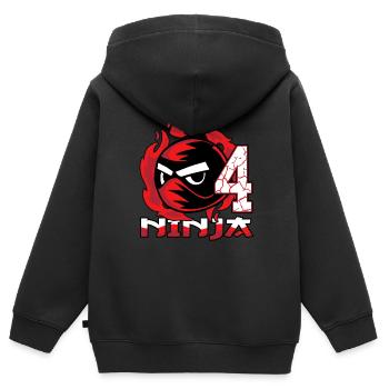 Kinder Ninja 4. Geburtstag Junge 4 Jahre alt - Kinder Premium Organic Zip Hoodie - Schwarz - Hinten - AI Model Kid Male (0cm)