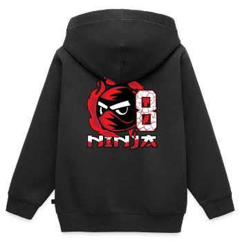 Kinder Ninja 8. Geburtstag Junge 8 Jahre alt - Kinder Premium Organic Zip Hoodie - Schwarz - Hinten - AI Model Kid Male (0cm)