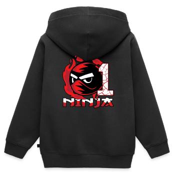 Kinder Ninja 1. Geburtstag Junge 1 Jahr alt - Kinder Premium Organic Zip Hoodie - Schwarz - Hinten - AI Model Kid Male (0cm)
