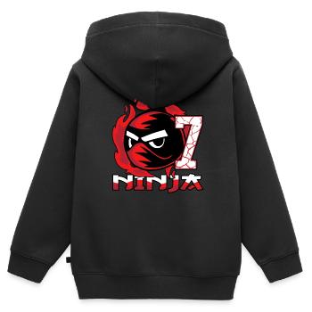 Kinder Ninja 7. Geburtstag Junge 7 Jahre alt - Kinder Premium Organic Zip Hoodie - Schwarz - Hinten - AI Model Kid Male (0cm)