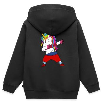 Cadeau de dabbing de football néerlandais - Sweat Premium à capuche zippé enfant bio - noir - Dos - AI Model Kid Male (0cm)