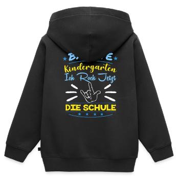 Einschulung Schulanfang Kindergarten Schulstart - Kinder Premium Organic Zip Hoodie - Schwarz - Hinten - AI Model Kid Male (0cm)