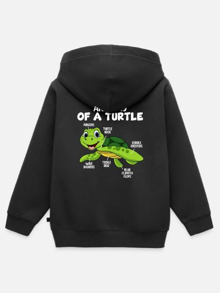 Anatomie einer Schildkröte - Premium børne zip-hættetrøje økologisk - sort