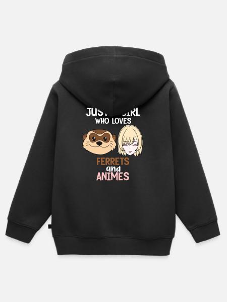 Frettchen - Kinder Premium Organic Zip Hoodie - Schwarz