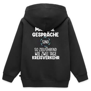 Manche Gespräche Sind So Zielführend Wie Zwei Tage - Kinder Premium Organic Zip Hoodie - Schwarz - Hinten - AI Model Kid Male (0cm)