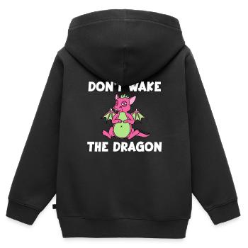 Don't Wake The Dragon - Kids Premium Organic Zip-up Hoodie - black - Back - AI Model Kid Male (0cm)