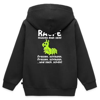 Raupe - Kinder Premium Organic Zip Hoodie - Schwarz - Hinten - AI Model Kid Male (0cm)