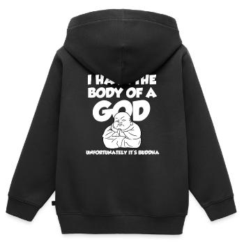 Buddha - Kinder Premium Organic Zip Hoodie - Schwarz - Hinten - AI Model Kid Male (0cm)