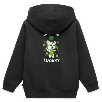 Avez-vous de la chance? - Sweat Premium à capuche zippé enfant bio - noir - Dos - AI Model Kid Male (0cm)