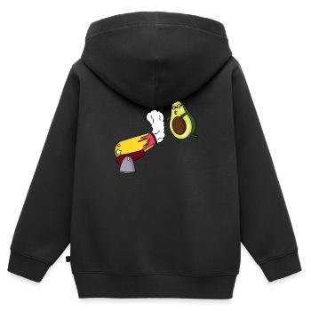 Avocado Zirkus Kanone - Kinder Premium Organic Zip Hoodie - Schwarz - Hinten - AI Model Kid Male (0cm)