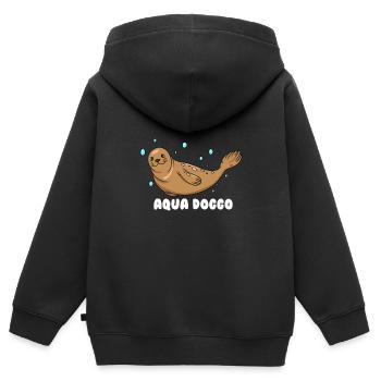Aqua Doggo - Sweat Premium à capuche zippé enfant bio - noir - Dos - AI Model Kid Male (0cm)