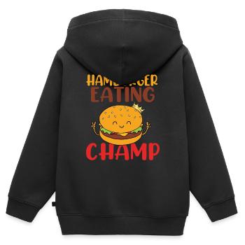 Hamburger Eating Champ - Kids Premium Organic Zip-up Hoodie - black - Back - AI Model Kid Male (0cm)