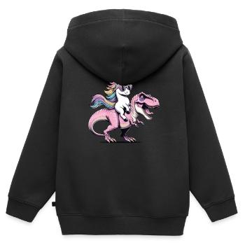 Einhorn Dinosaurier Fantasy Kreatur Geschenk - Kinder Premium Organic Zip Hoodie - Schwarz - Hinten - AI Model Kid Male (0cm)