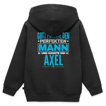 Axel Name Design - Kinder Premium Organic Zip Hoodie - Schwarz - Hinten - AI Model Kid Male (0cm)