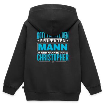Christopher Name Design - Kinder Premium Organic Zip Hoodie - Schwarz - Hinten - AI Model Kid Male (0cm)