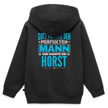 Horst Name Design - Kinder Premium Organic Zip Hoodie - Schwarz - Hinten - AI Model Kid Male (0cm)