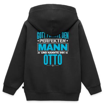 Otto Name Design - Kinder Premium Organic Zip Hoodie - Schwarz - Hinten - AI Model Kid Male (0cm)