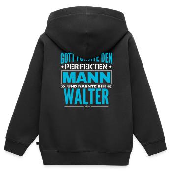 Walter Name Design - Kinder Premium Organic Zip Hoodie - Schwarz - Hinten - AI Model Kid Male (0cm)