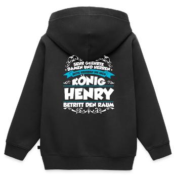Henry Name Design - Kinder Premium Organic Zip Hoodie - Schwarz - Hinten - AI Model Kid Male (0cm)