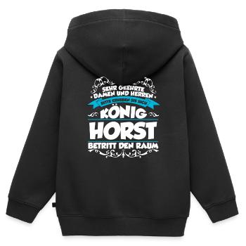 Horst Name Design - Kinder Premium Organic Zip Hoodie - Schwarz - Hinten - AI Model Kid Male (0cm)