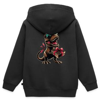 Tyrannosaure Rex Romantique Saint Valentin Humour - Sweat Premium à capuche zippé enfant bio - noir - Dos - AI Model Kid Male (0cm)