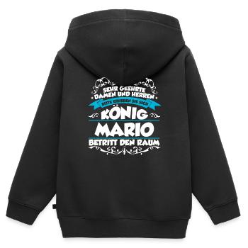 Mario Name Design - Kinder Premium Organic Zip Hoodie - Schwarz - Hinten - AI Model Kid Male (0cm)