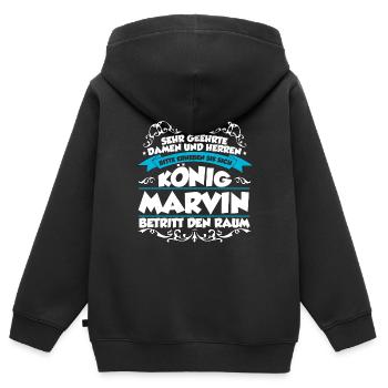 Marvin Name Design - Kinder Premium Organic Zip Hoodie - Schwarz - Hinten - AI Model Kid Male (0cm)
