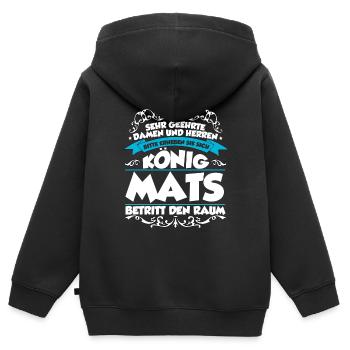 Mats Name Design - Kinder Premium Organic Zip Hoodie - Schwarz - Hinten - AI Model Kid Male (0cm)