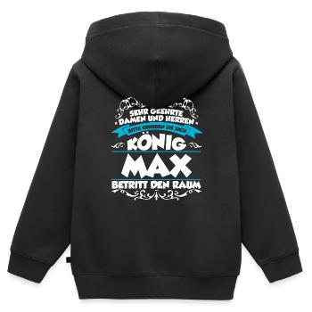 Max Name Design - Kinder Premium Organic Zip Hoodie - Schwarz - Hinten - AI Model Kid Male (0cm)
